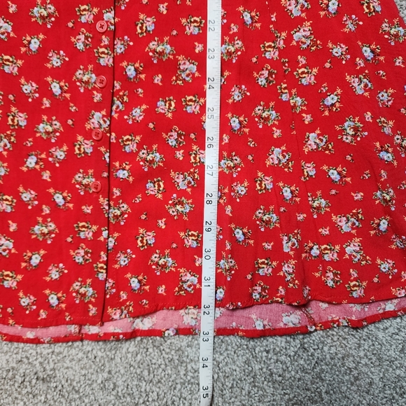 Band of Gypsies Floral Button Up Tie Back Skater Dress Cap Sleeve Pockets Medium - Picture 6 of 11